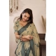 Women's Linen Cotton Printed Ready To Wear Saree With Unstitched Blouse 5.5 Mtr (Light_Beige)