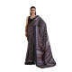 Women's Satin Crepe Printed Saree With Unstitched Blouse 5.5Mtr (Black)