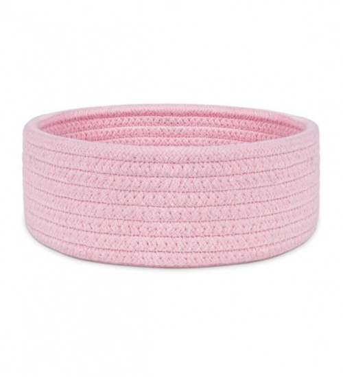 Cotton 8x3 Inch Round 1 Pcs Bedside Organizer (Pink)