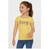 Girl's Cotton Printeded Round Neck T-Shirt (Yellow)