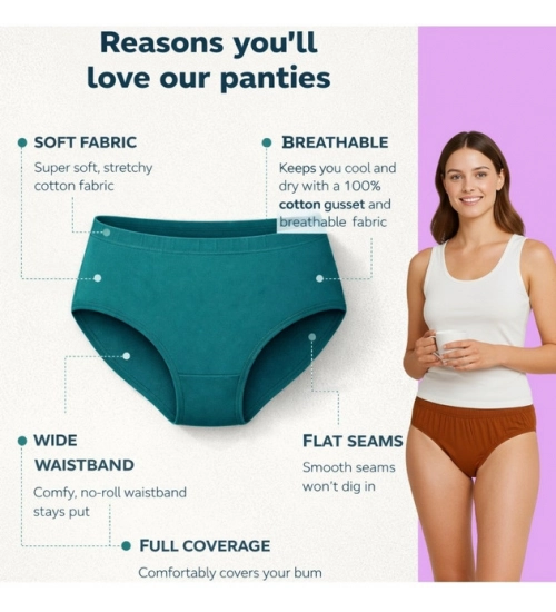 Pack of_6 Women's Cotton Solid Hipster Panty (Multicolor)