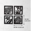 7 Decore Wooden 4 Pieces Square Tree Leaf Wall Art Panel Frame – Black (Big Size)