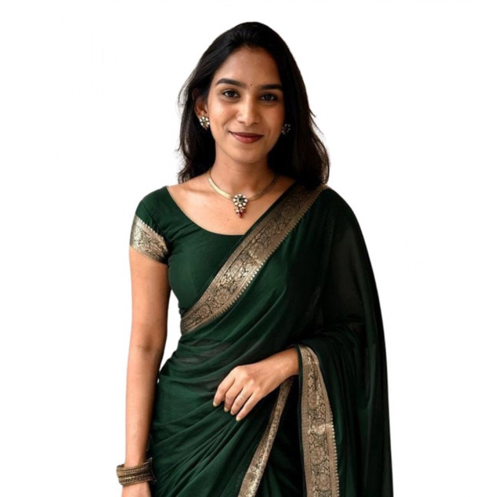 Women's Vichitra Silk Printed Saree With Unstitched Blouse 5.5Mtr (Green) Women's Vichitra Silk Printed Saree With Unstitched Blouse 5.5Mtr (Green)
