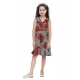 Girl's Polyester Crepe Floral Shoulder Straps Dress (Red) Girl's Polyester Crepe Floral Shoulder Straps Dress (Red)