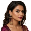 Women's Zinc Alloy Gold Plated Chandbali Earrings (Multicolor)