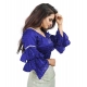 Women's Organza Solid V Neck Layered Ruffle Sleeve Readymade Blouse (Blue Free Size , up to 38–40 Bust)-PID65849