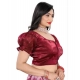 Women's Jimmy Solid Designer Neck Elastic Sleeve Readymade Blouse (Maroon 38 , Alterable up to 42)-PID65831 Women's Jimmy Solid Designer Neck Elastic Sleeve Readymade Blouse (Maroon 38 , Alterable up to 42)-PID65831