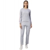 Women's Cotton Solid Long Sleeves Tracksuit (Light Grey - Pink)