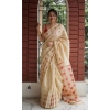 Women's Soft Lilan Printed Saree With Unstitched Blouse 5.5Mtr (Cream) Women's Soft Lilan Printed Saree With Unstitched Blouse 5.5Mtr (Cream)