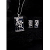 Women's Brass Silver Plated Pendant Set (Blue)