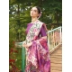 Women's Faux_Tussar Kalamkari_Print Saree With Unstitched Blouse 5.5Mtr (Purple)