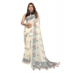 Women's Linen Cotton Printed Saree With Unstitched Blouse 5.5Mtr (Off White) Women's Linen Cotton Printed Saree With Unstitched Blouse 5.5Mtr (Off White)