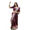 Women's Faux_Tussar Floral Saree With Unstitched Blouse 5.5Mtr (Purple) Women's Faux_Tussar Floral Saree With Unstitched Blouse 5.5Mtr (Purple)