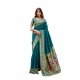 Women's Silk Blend Woven Saree With Unstitched Blouse 5.5 Mtr (Teal)