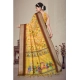 Women's Cotton Silk  Printed Saree With Unstitched Blouse 5.5Mtr (Yellow)
