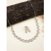 Women's Brass Silver Plated Necklace set (Silver)