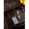 Women's Brass Silver Plated Pendant Set (Turquoise)