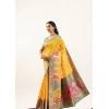Women's Faux_Banarasi Woven Motifs Saree With Unstitched Blouse 5.5Mtr (Yellow)