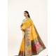 Women's Faux_Banarasi Woven Motifs Saree With Unstitched Blouse 5.5Mtr (Yellow)