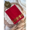 Women's Crepe Chit Pallu Solid Saree With Unstitched Blouse 5.5Mtr (Red) Women's Crepe Chit Pallu Solid Saree With Unstitched Blouse 5.5Mtr (Red)