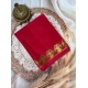 Women's Crepe Chit Pallu Solid Saree With Unstitched Blouse 5.5Mtr (Red)