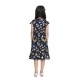 Girl's Polyester Crepe Polka Cold Shoulder Dress (Navy Blue) Girl's Polyester Crepe Polka Cold Shoulder Dress (Navy Blue)