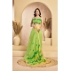 Women's Faux Linen Floral Print Ready to wear Saree With Unstitched Blouse 5.5Mtr (Green)