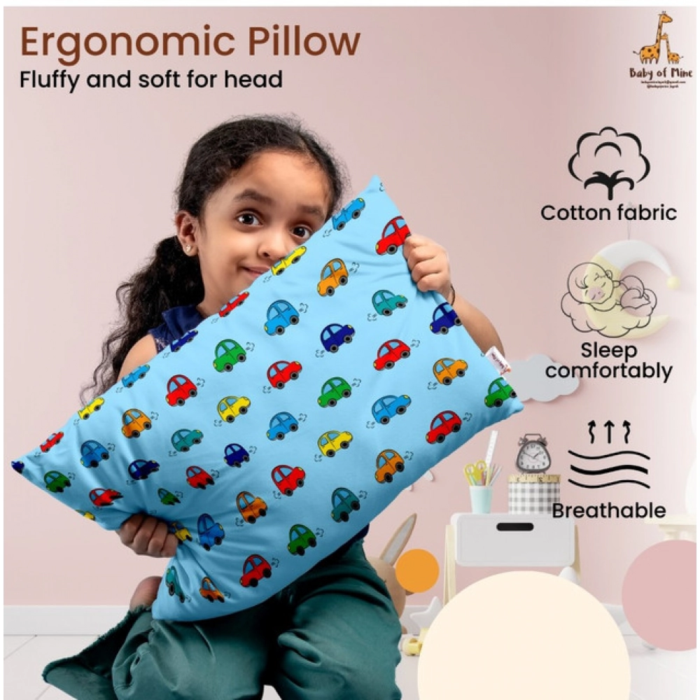 Soft Plush Printed Baby Infant Pillow for Kids Age 1 To 5 Years (Sky Blue)
