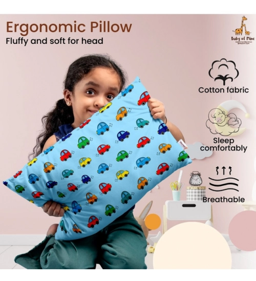 Soft Plush Printed Baby Infant Pillow for Kids Age 1 To 5 Years (Sky Blue)