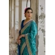 Women's Silk_Blend Ethnic Ikat Pattern Saree With Unstitched Blouse 5.5Mtr (Teal)