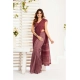 Women's Linen Cotton Printed Ready To Wear With Pocket Saree With Unstitched Blouse 5.5 Mtr (Maroon)