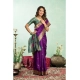 Women's Silk Blend Woven Saree With Unstitched Blouse 5.5 Mtr (Purple)