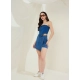 Women's Denim Lycra Solid Sleeveless Top (Blue)