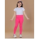 Girl's Cotton Lycra Solid Elasticated Leggings (Pink)