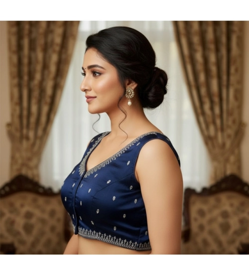 Women's Zimmi Choo Sequin Work V-Neck Padded Blouse (Navy 38 Ready (Self Alterable 36–40) Women's Zimmi Choo Sequin Work V-Neck Padded Blouse (Navy 38 Ready (Self Alterable 36–40)