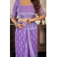 Women's Faux Linen Floral Ready to wear Saree With Unstitched Blouse 5.5Mtr (Lavender)