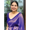 Women's Litchi silk Printed Saree With Unstitched Blouse (Purple)
