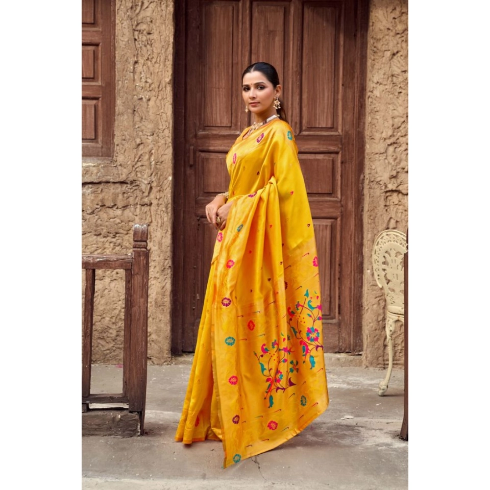 Women's Silk Blend Woven Saree With Unstitched Blouse 5.5 Mtr (Mustard) Women's Silk Blend Woven Saree With Unstitched Blouse 5.5 Mtr (Mustard)