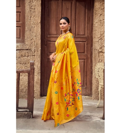 Women's Silk Blend Woven Saree With Unstitched Blouse 5.5 Mtr (Mustard) Women's Silk Blend Woven Saree With Unstitched Blouse 5.5 Mtr (Mustard)