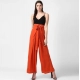 Women's Polyester Solid Smocked Trousers (Orange)