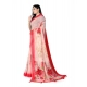 Women's Georgette Floral Printed Saree With Unstitched Blouse 5.5Mtr (Red)