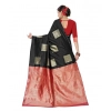 Women's Soft Lichi Silk Printed Saree With Unstitched Blouse 5.5Mtr (Black) Women's Soft Lichi Silk Printed Saree With Unstitched Blouse 5.5Mtr (Black)