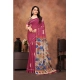 Women's Linen Printed Saree With Unstitched Blouse 5.5Mtr (Purple) Women's Linen Printed Saree With Unstitched Blouse 5.5Mtr (Purple)