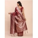 Women's Banarasi Silk Printed Saree With Unstitched Blouse 5.5Mtr (Maroon)