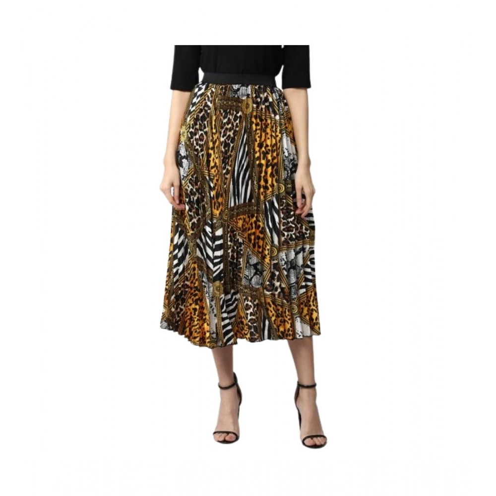 Women's Satin Pleated Elasticated Skirt (Multicolor) Women's Satin Pleated Elasticated Skirt (Multicolor)