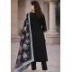 Women's Chanderi Silk Ethnic Motif V-Neck 3/4th Sleeve Kurti With Pant Dupatta Set (Black)