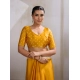 Women's Satin Crepe Printed Saree With Unstitched Blouse 5.5Mtr (Mustard)