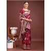 Women's Banarasi Silk Printed Saree With Unstitched Blouse 5.5Mtr (Maroon) Women's Banarasi Silk Printed Saree With Unstitched Blouse 5.5Mtr (Maroon)