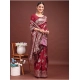 Women's Banarasi Silk Printed Saree With Unstitched Blouse 5.5Mtr (Maroon)