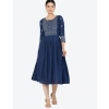 Women's Casual Rayon 3-4th Sleeves Kurti (Blue) Women's Casual Rayon 3-4th Sleeves Kurti (Blue)